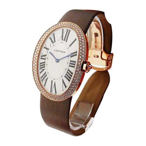 Cartier Baignoire Large In Rose Gold With Diamond Bezel Ladies' Watch ...